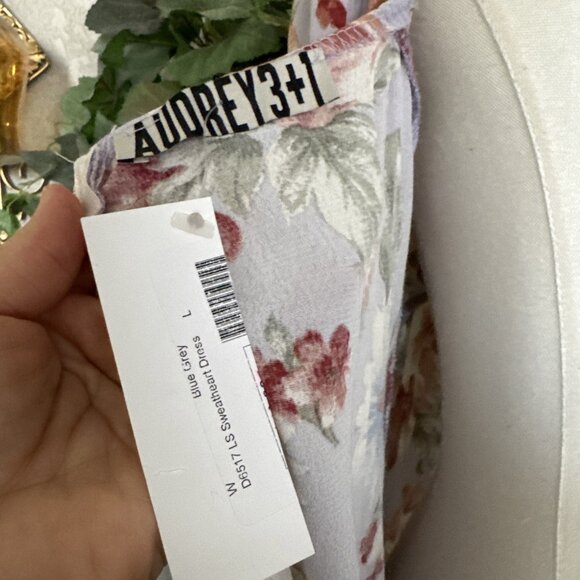 Women's Floral Dress Flowy Long Bell Sleeve Tie Front Deep Zipper V Back Size S - Picture 10 of 15